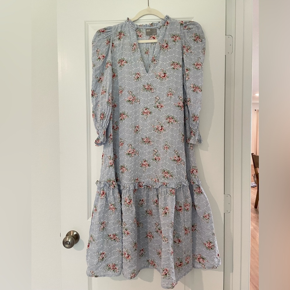 ASOS Blue Floral Embroidered Dress